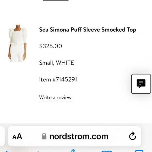 SEA Simona Puffed Sleeve Smocked Top - Picture 2 of 11